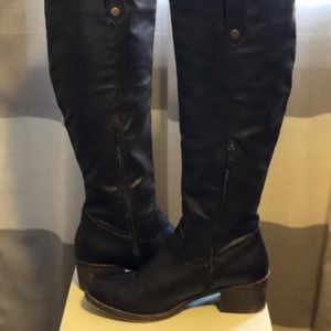 Rampage Brown Faux Leather Heeled Boots Size 8.5